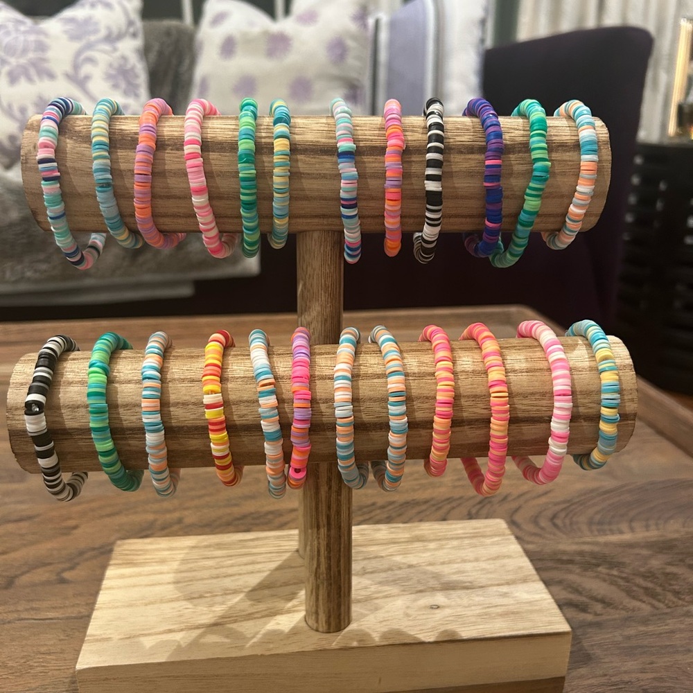 Assorted clay bead bracelets